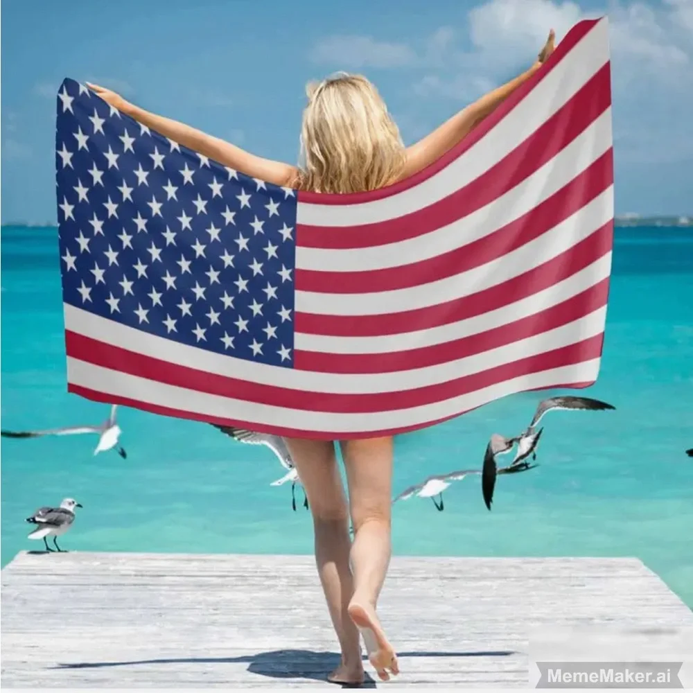 🇺🇸 2 - XL American Flag Beach Towel XL 31.4” x 71.5” Microfiber